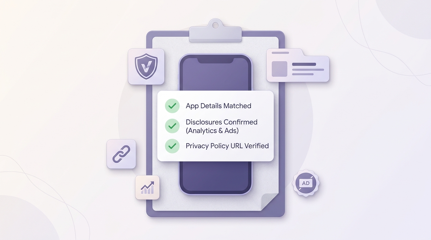Checklist for preparing a mobile app privacy policy before App Store and Google Play submission.