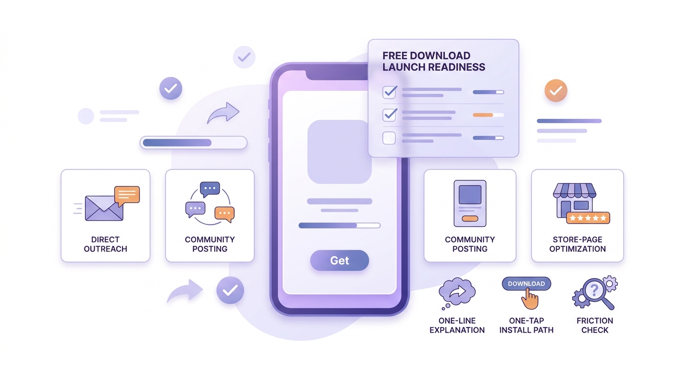 Checklist for choosing the best free app download strategy based on launch stage, audience fit, and store page readiness.
