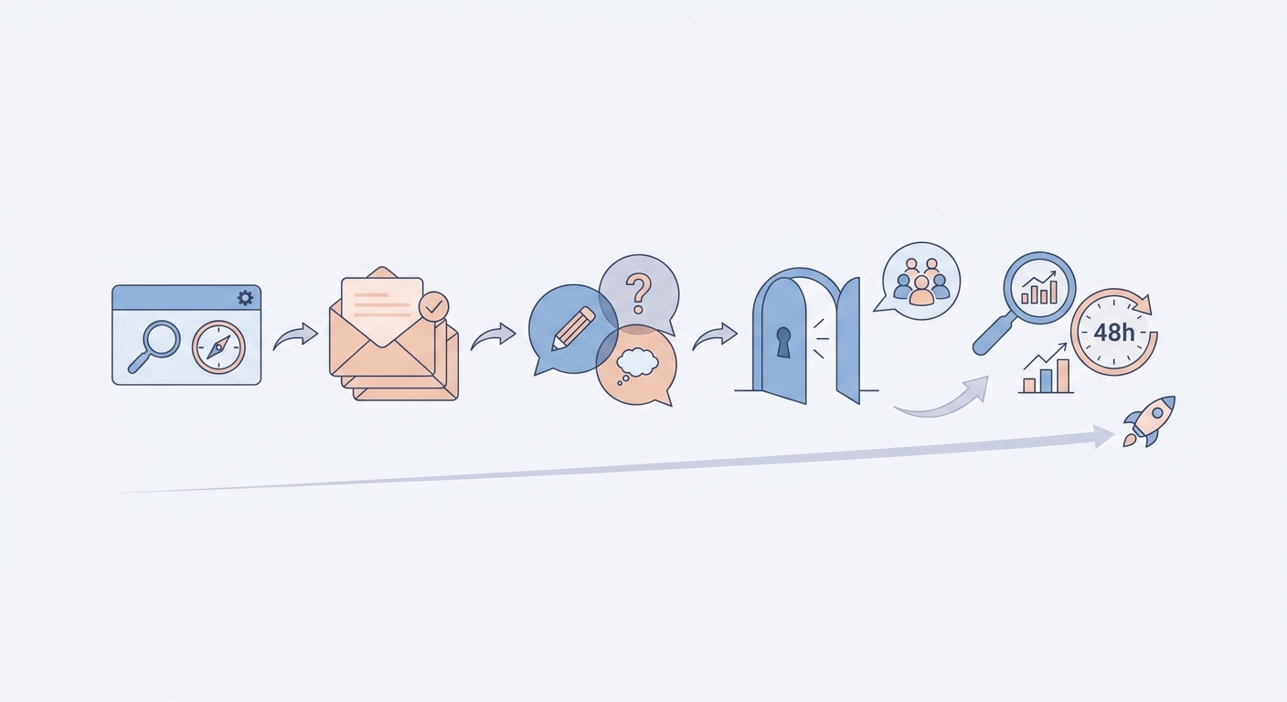 Flow diagram for launching a social app from niche definition to seeded conversations and first member activity. Flow diagram for launching a social app from niche definition to seeded conversations and first member activity.