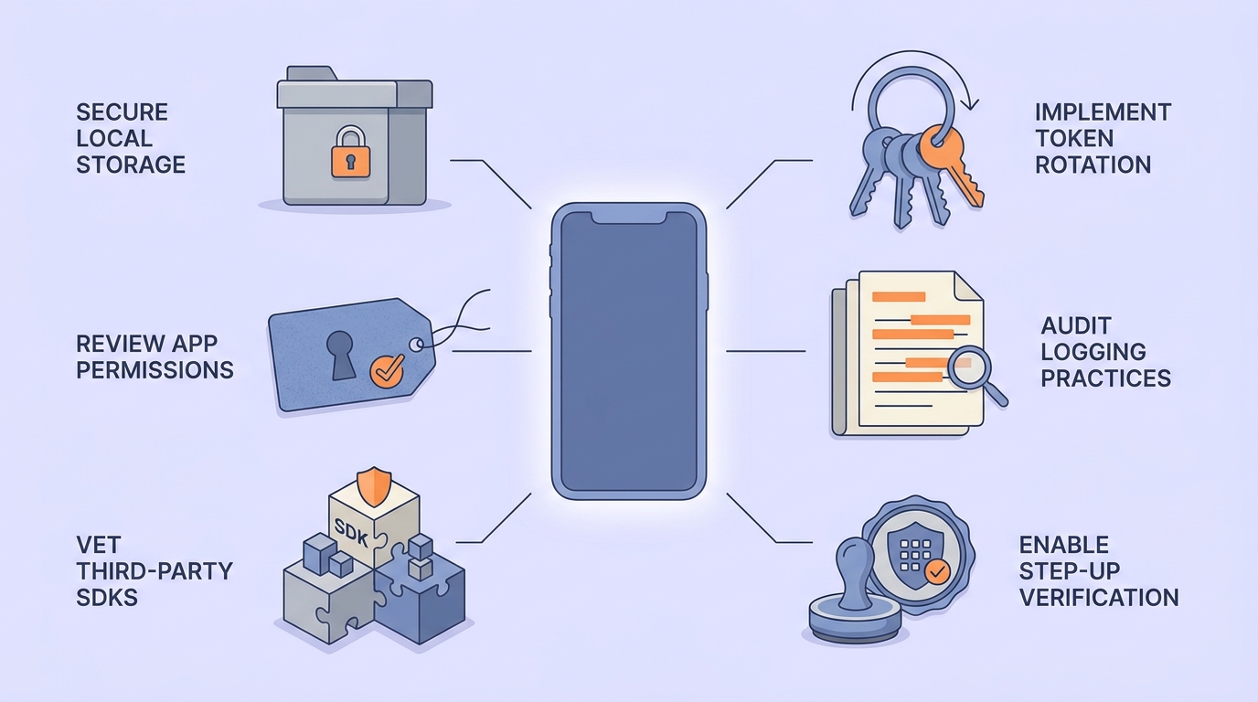 Checklist of mobile app security actions to complete before release.