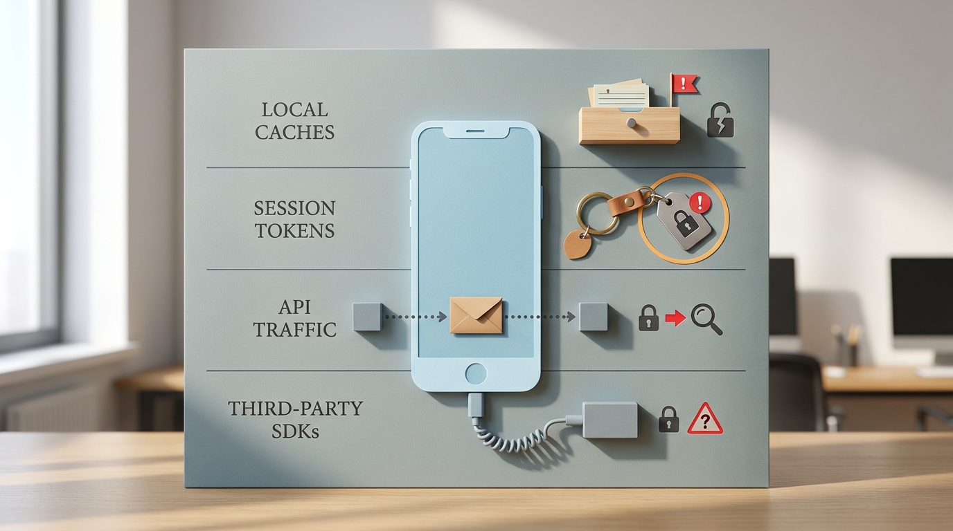 Comparison table of mobile app data exposure surfaces and why each one matters for securing user data.