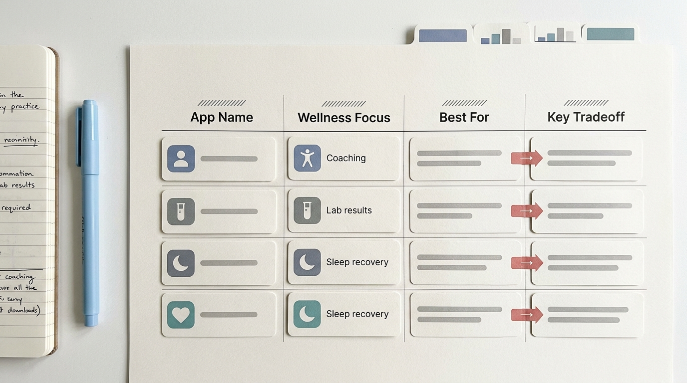 Comparison table of May 2026 health and wellness app launches ranked by wellness focus and best use case.