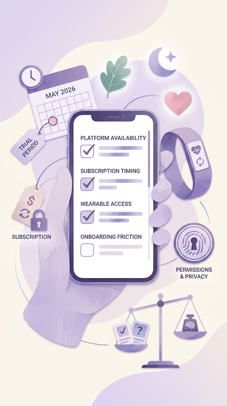 Checklist for deciding whether a newly released May 2026 wellness app is worth installing.