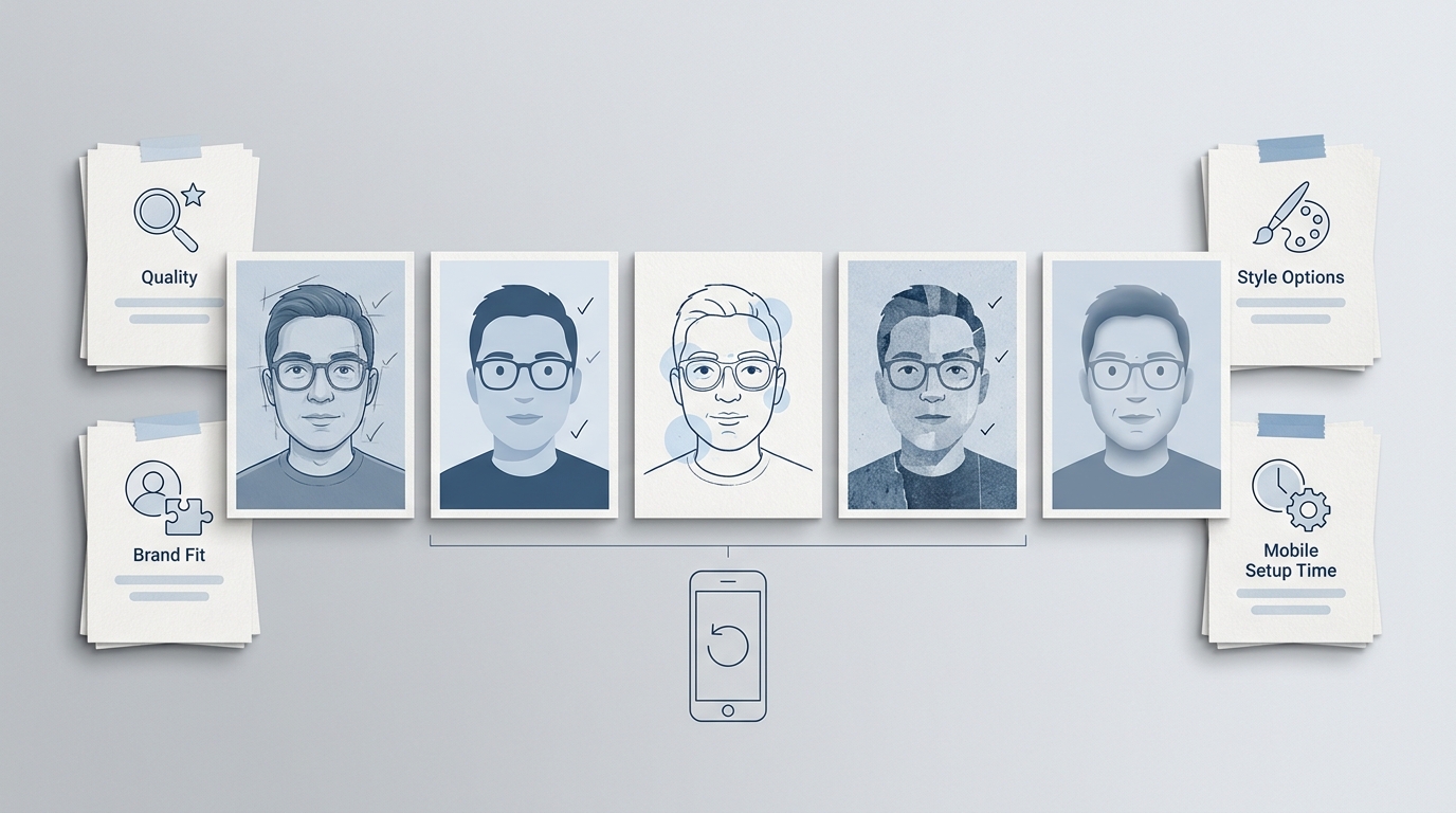Callout box listing the criteria used to choose the five AI avatar and profile picture apps