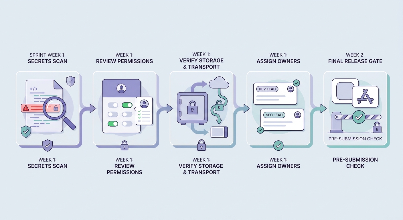 One-sprint rollout timeline for adopting a mobile app security checklist before store submission