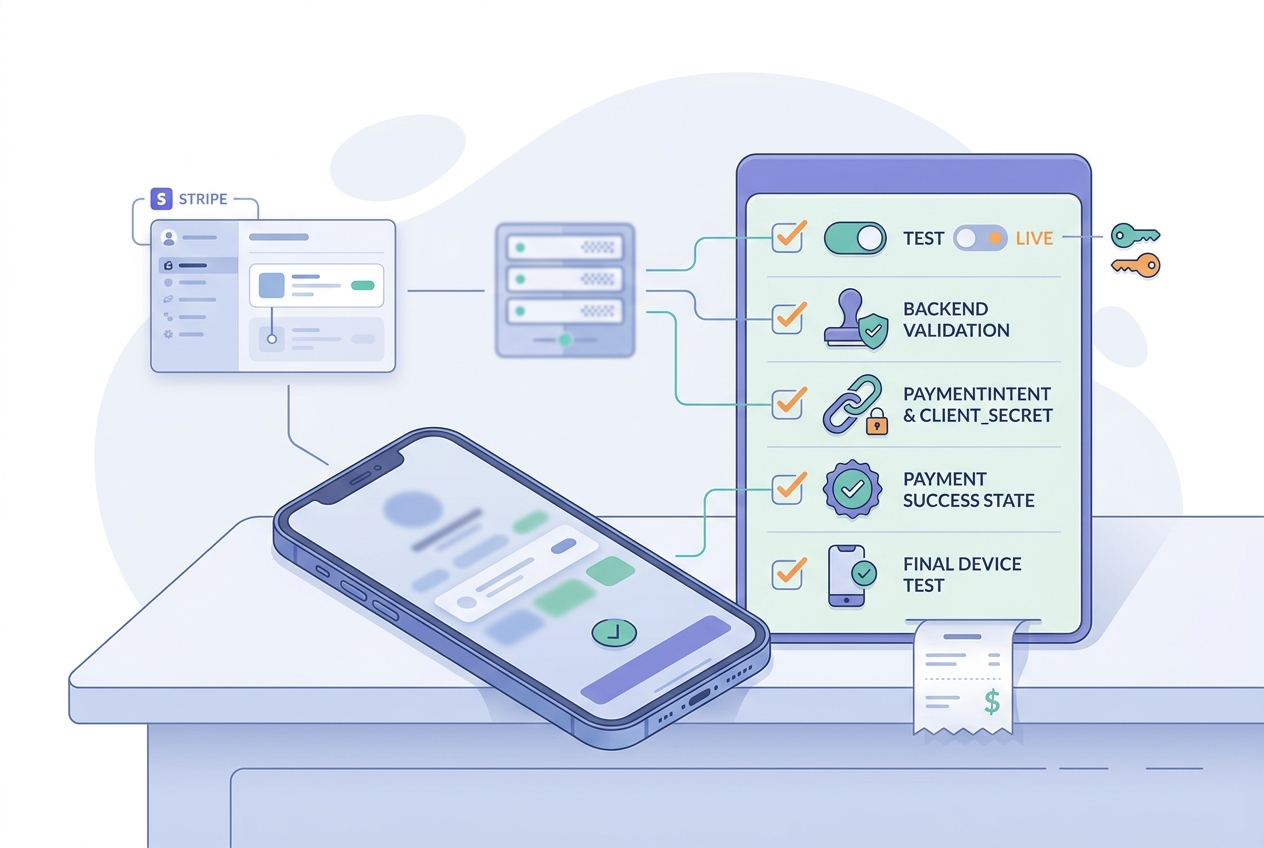 Checklist for verifying Stripe integration before shipping an iOS app.