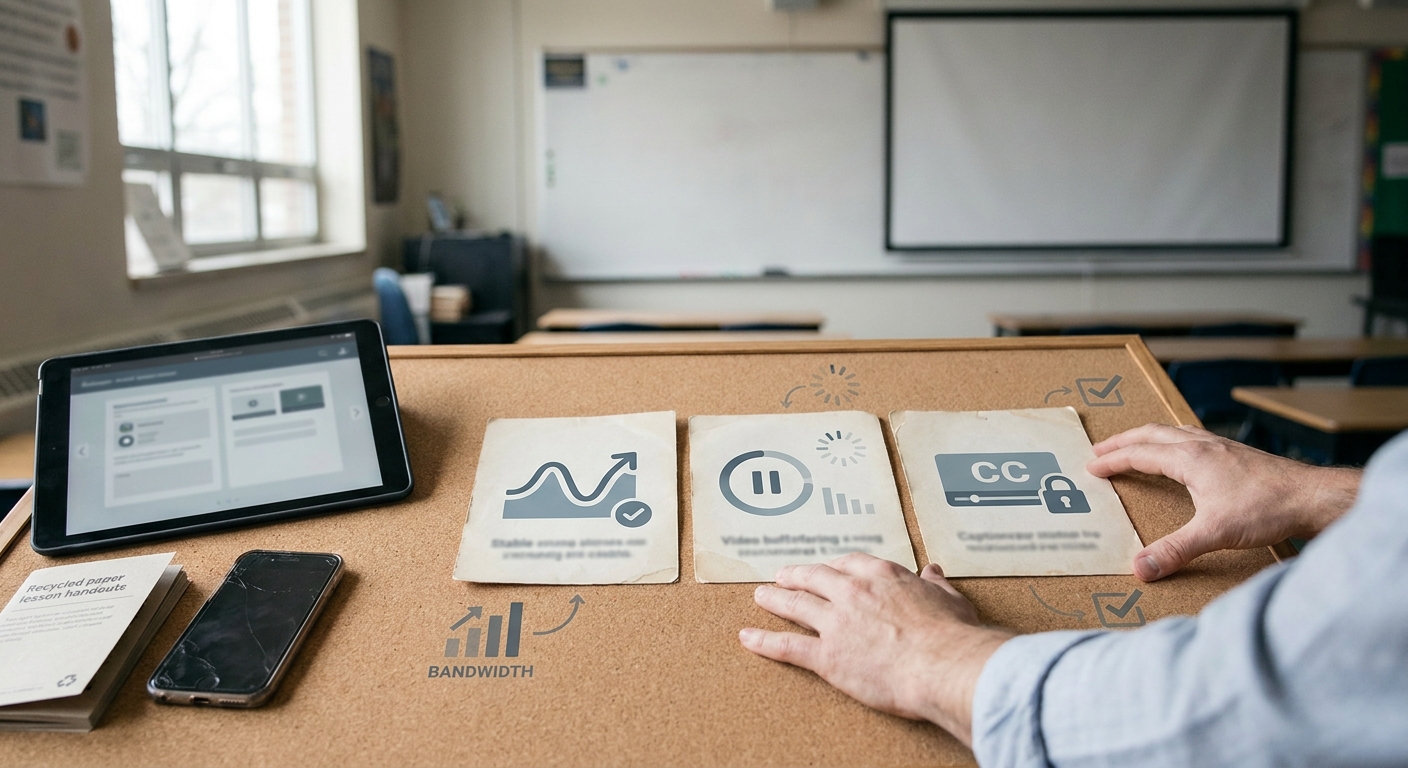 Callout highlighting EdTech video streaming priorities: reliability, mobile playback, and classroom controls.