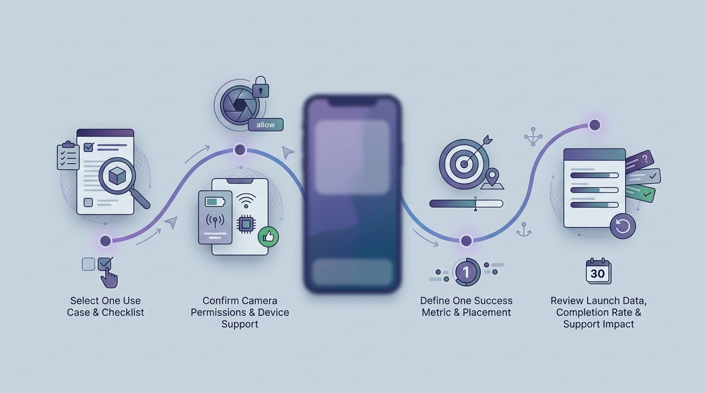 A 30-day timeline for testing one useful AR flow in a mobile app before scaling it.