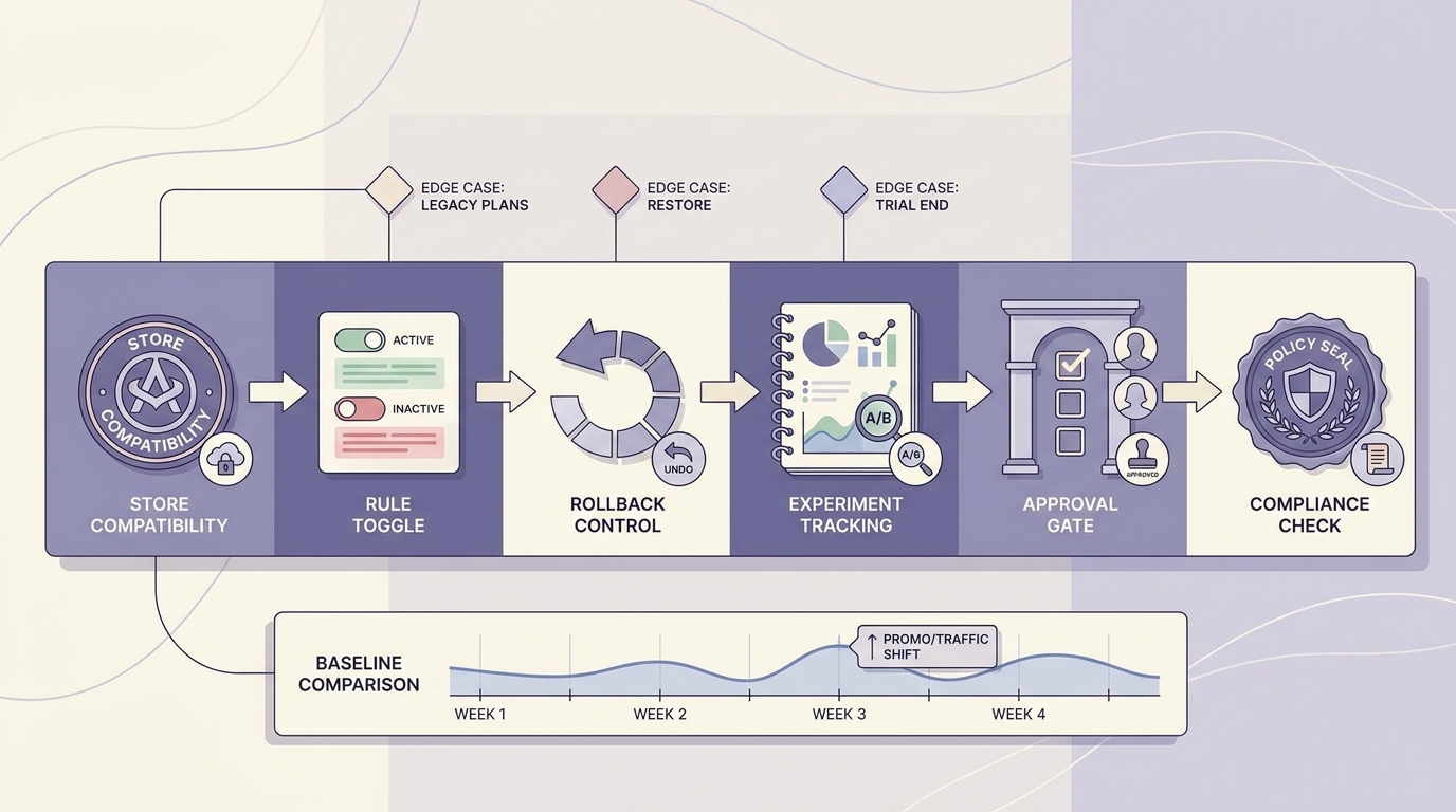 Checklist for choosing a no-code tool to manage pricing changes, upsell timing, and upgrade flows without engineering support.