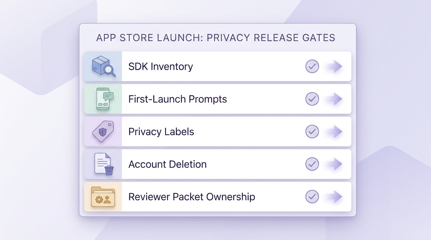 Pre-submit privacy checklist for preventing repeat App Store Guideline 5.1.1 rejections.