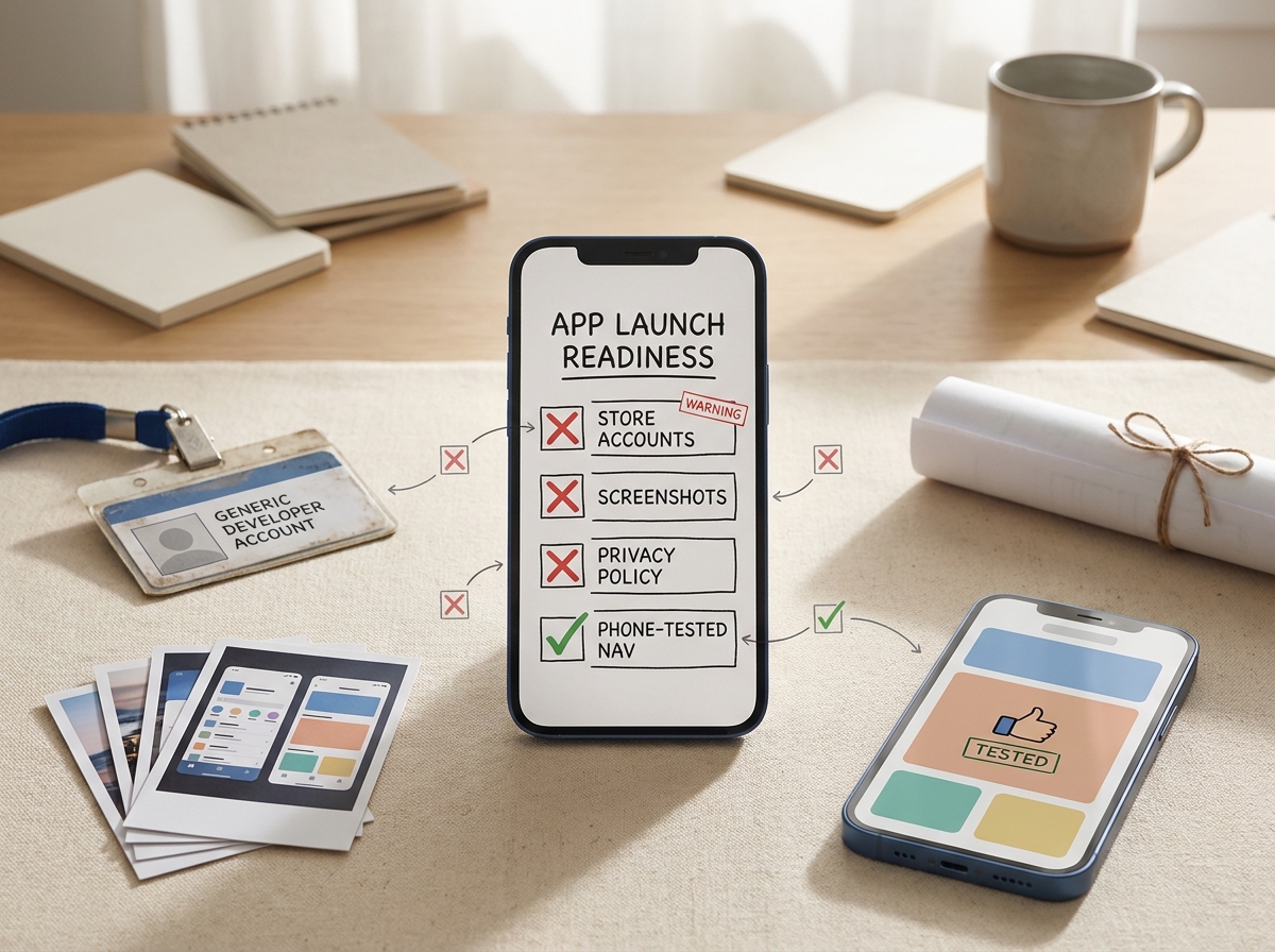 Checklist-style proof block showing the main readiness items needed before a Glide app can be published as a mobile app.