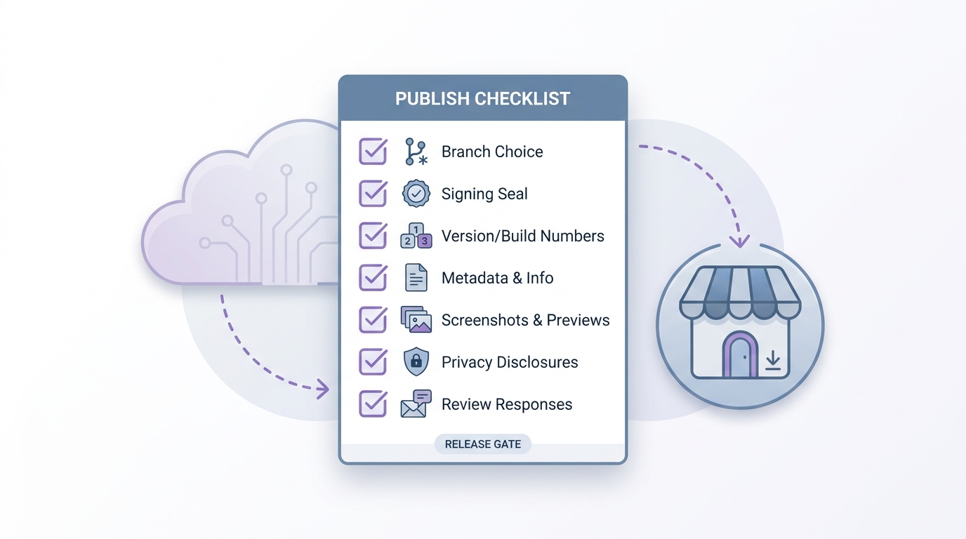 Checklist block for preparing an app built with Xcode Cloud for App Store release. Checklist block for preparing an app built with Xcode Cloud for App Store release.