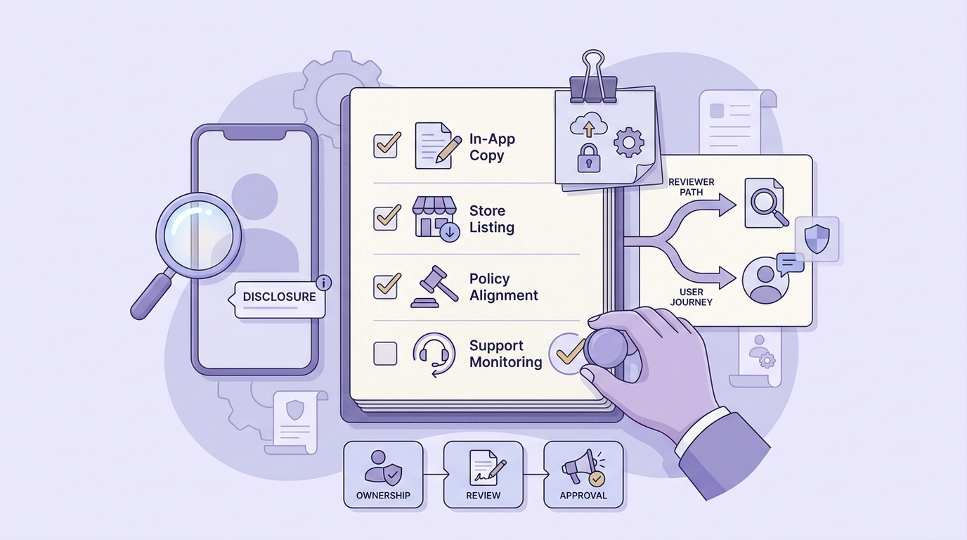 Checklist for verifying AI answer disclosures before app submission and after launch. Checklist for verifying AI answer disclosures before app submission and after launch.