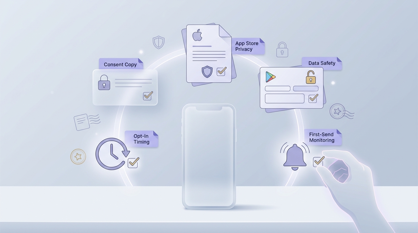Final release checklist for OneSignal push privacy on App Store and Google Play