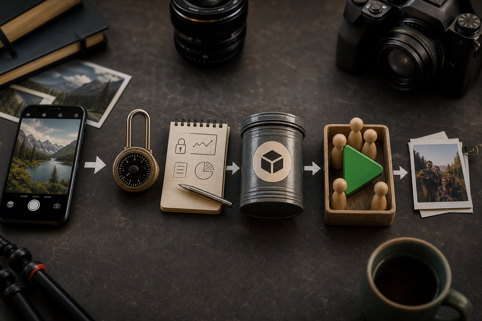 Process diagram mapping install→capture testing through AAB upload, internal testing, staged rollout, and first-week monitoring for camera-first apps.